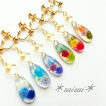900＊rairai＊かすみ草のドロップピアス・イヤリング