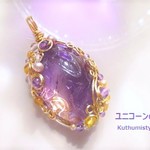 アメトリンペンダント（ワイヤーアートジュエリー☆ワイヤーアクセサリー☆ワイヤーラッピング天然石ネックレス）