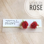 ☆再販☆ペーパーローズの華やかピアス