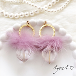 【purple】大ぶり × ミンクファー ヴィンテージ ピアス／イヤリング