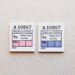 海外バスチケットのようなメッセージチケット(Red & Blue)