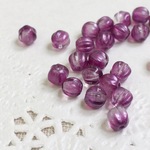 【チェコグラスビーズ】メロンラウンド 5mm コーティドサテンラベンダー 20個