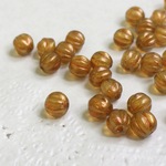 【チェコグラスビーズ】メロンラウンド 5mm ハロ サンダルウッド 20個