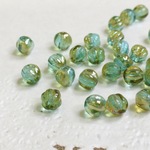 【チェコグラスビーズ】メロンラウンド 5mm アクアマリン セルシアン