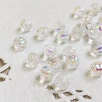 【チェコグラスビーズ】メロンラウンド 5mm クリスタルAB  30個