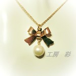 ☆新作☆淡水パールとリボンのペンダント