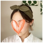 【おとな】ガーゼのリボンヘアバンド（カーキ）