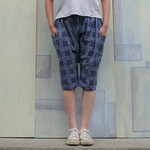 浴衣リメイク*もんぺ短パンツ*ブロック柄*Ｍサイズ