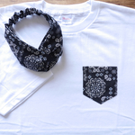 Tシャツ ペイズリー柄ブラック