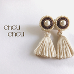 刺繍ビーズ×タッセルイヤリング