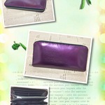 値下げ品 本革  ダークパープル &ブラック レザーウォレット 長財布