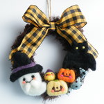 おばけちゃんのハロウィンリース　羊毛フェルト