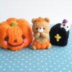 ハロウィン◆かぼちゃパンツのくまちゃん　羊毛フェルト