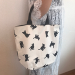 モノクロネコ柄トートバッグ