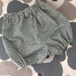  くるみボタン かぼちゃパンツ　80～90ｃｍ　ブルーグレー チェック