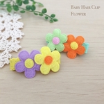 ベビーヘアクリップ2点セット＊フェルトのお花（イエロー系）