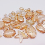 大容量 アクリルビーズ クリア×ゴールドライン 25ｇ♪