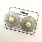 お花ピアス フラワーピアス グレー