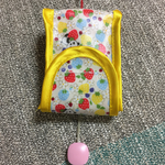 キッズ携帯カバー かくれパンダ白×黄色バイヤステープ