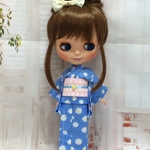 SALE 50% off 浴衣セット (4) 花柄 ブルー  ( ブライス、リカちゃん)
