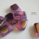 pink*dot 長方形 チェコビーズ 5個
