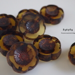 topaz yellow * flower テーブルカット チェコビーズ 5個