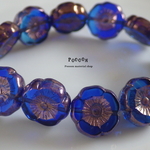 12㎜ Sapphire blue * flower テーブルカット チェコビーズ 5個