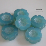Blue Lagoon * flower テーブルカット チェコビーズ 5個