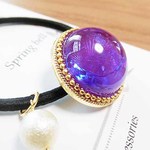 ポニーフック変更可能★透明感のある紫が黒髪に映えるViolet night sky ヘアゴム　レジン