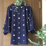 ★星柄ネイビー★ドルマンスリーブ・・トップス★後ろリボン★大人可愛い