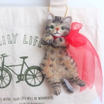 一緒にお出かけ♪猫マスコット　キジトラ☆羊毛