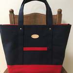 帆布のトートバッグL☆ネイビー×シュアカ×ブラック☆