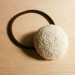 ビーズクロッシェヘアゴム（white）