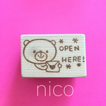nico＊消しゴムはんこ＊OPEN HEREはんこ