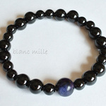 No.1053 ○* モリオン 8mm 6mm ＆ ブラックスギライト 10mm　ブラック　ブレスレット ○ 天然石 黒水晶 スギライト ブレス blancmille