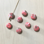 VINTAGE SALMON PINK GOLD WHITE MARBLE ROUND COIN BEADS