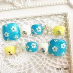 フットネイルチップ〜デニム花柄