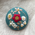 （大）刺繍ブローチ どくだみ