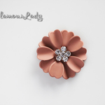 4個セット 　渋紙（しぶかみ）色八重の花　デコレーションパーツ　33ｍｍ 