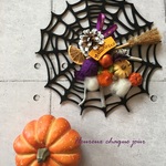 【再販×20】ハッピーハロウィン♪　蜘蛛の巣　吊るしアレンジ　玄関リースにも★