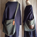 ざっくり帆布の斜め掛けショルダー　(カーキa)