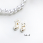 ちいさなお花＆コットンパールピアス