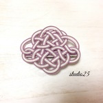 【水引】藤×白◇ひし形のヘアクリップ