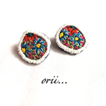 〔大〕サークル花柄刺繍ピアス
