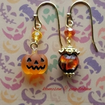 🎃かぼちゃんとホタルガラスのピアス🎃
