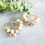 送料無料 14kgf African Opal wrapped pierced earring / earring