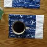コーヒーで一息♪カフェマット♪ネイビー×生成り