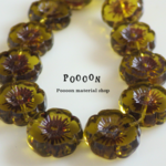 12mm olive yellow * flower テーブルカット チェコビーズ 5個