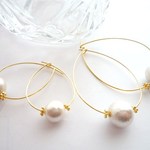 再再再・・・販１粒コットンパールの揺れるドロップピアス
