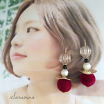 NO.770 ワイン色♥︎フロッキービーズの大人ピアス